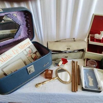 Jewelry Box, Caboodle, Vintage Avon, Mirror, Vintage Crochet Hooks, Wedgewood, Hair Dryer