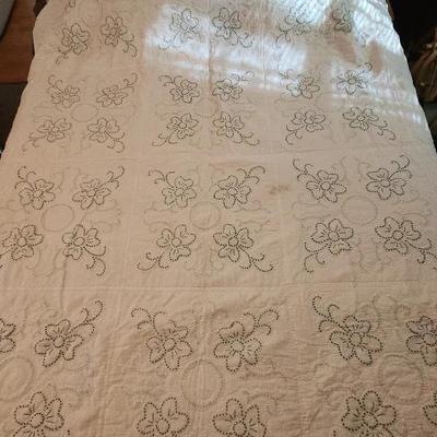 Quilt Handstitched Green Floral