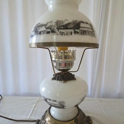 Milk Glass 3 Way Gone With The Wind Lamp