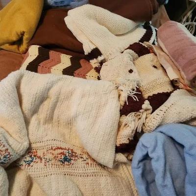 Large Assortment Of Afghans & Blankets