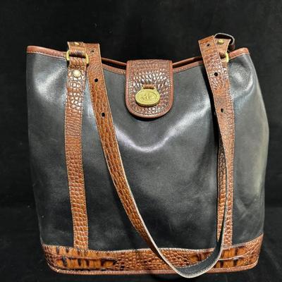 Brahmin Black & Brown Leather Shoulder Bag – Made in Korea