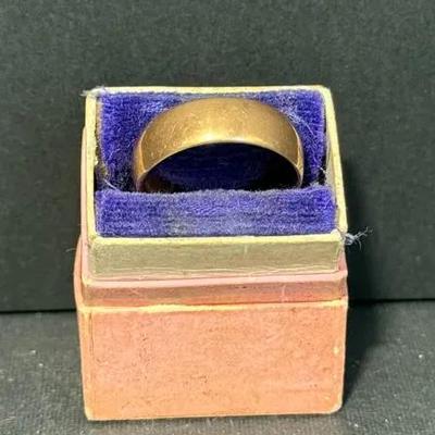Antique 14K Solid Gold Wedding Band Ring – Classic Plain Band, Size 7, Over 100 Years Old