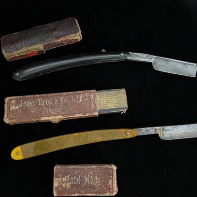 2 Antique Straight Razors with Original Boxes – Jones Bros. & Co. Toronto & Extra Hollow Ground