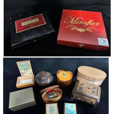 Wood Box Collection – 20+ Pieces Including Folk Art, Cigar Boxes, Music Boxes & Caribbean Keepsakes