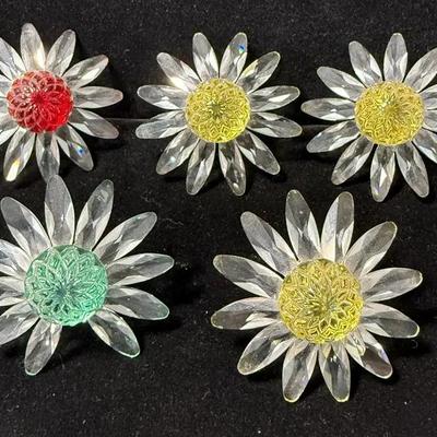 5 Vintage Glass Flower Drawer Pulls / Knobs – Daisy Design