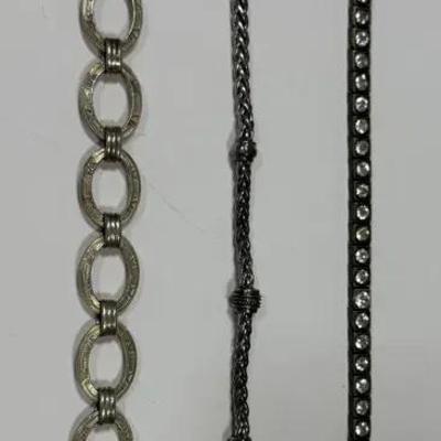 3 Sterling Silver Bracelets – Braided, Beaded, and Oval Link Styles