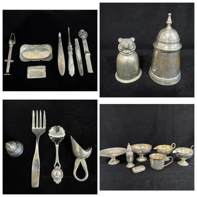 Antique and Vintage Sterling & Silverplate Vanity and Tableware Collection