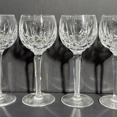 4 Waterford Crystal Wine Glasses – Hand-Cut Lead Crystal, Faceted Stem Design