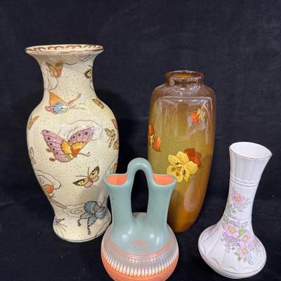 Assorted Decorative Vases – Owens Art Pottery, C. Bailey Native Wedding Vase, and More