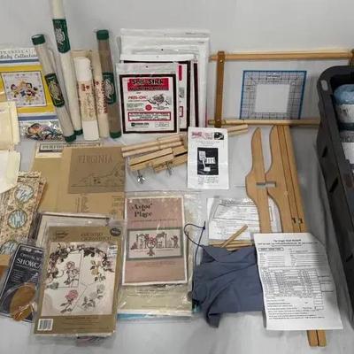 Large Needlework, Embroidery & Crochet Lot – Frames, Yarn, Patterns, Tools & More