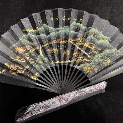 Vintage Wang Xing Ji Silk Folding Fan – Hangzhou West Lake Scene – China Time-Honored Brand 