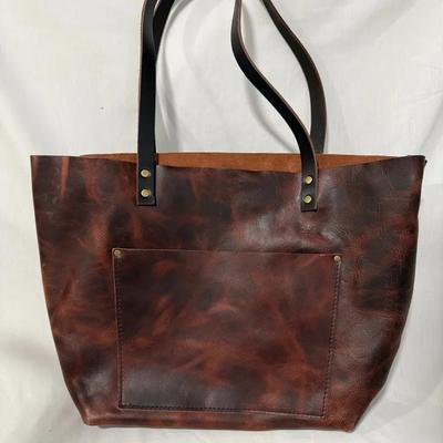 Portland Leather Goods Classic Tote Bag – Full Grain Leather in Rich Brown, Handmade USA