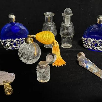 Antique & Vintage Perfume Bottle Collection – Cobalt, Crystal & Enamel Vanity Assortment (10 pcs)