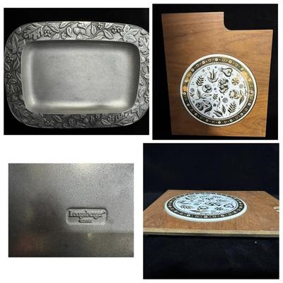 Serving Duo – Longaberger Pewter Platter & Georges Briard Mid-Century Trivet