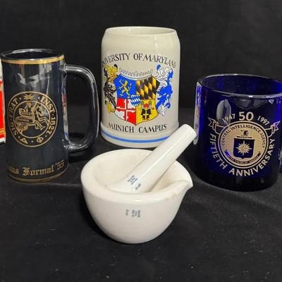 Vintage Ceramic Mug & Mortar Collection – West Germany Stein, CIA Mug, Pfaltzgraff Style, Campbell’s