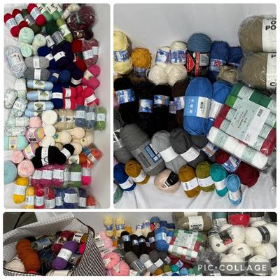 Large Lot of Mixed Yarn – Over 75 Skeins, Various Colors & Brands
