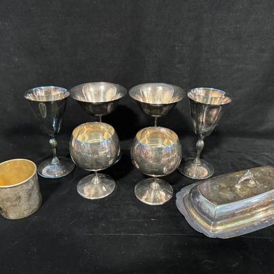 Vintage Silver-Plated Barware & Serving Collection – Eberle & Angul Spain Goblets, Rogers Dish & Mor
