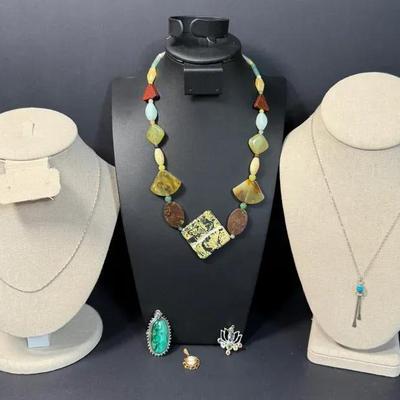 Sterling Silver & Gemstone Jewelry Lot – 6 Pieces, 925 Stamped