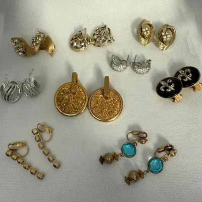 Costume Earring Collection – 9 Pairs, Mixed Metals & Styles