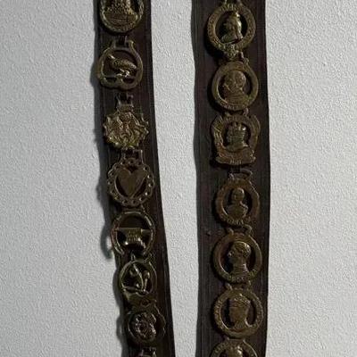 2 Vintage Horse Brass Harness Straps – English Equestrian Decor