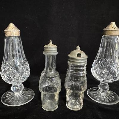  4 Antique and Vintage Glass & Metal Salt and Pepper Shakers – Pressed Glass and Cut Crystal Mix