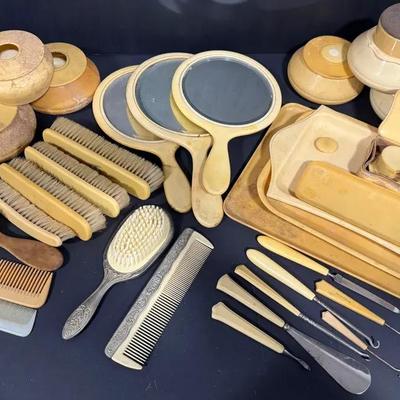 Vintage Ivory Celluloid Vanity & Grooming Collection – 30+ Pieces