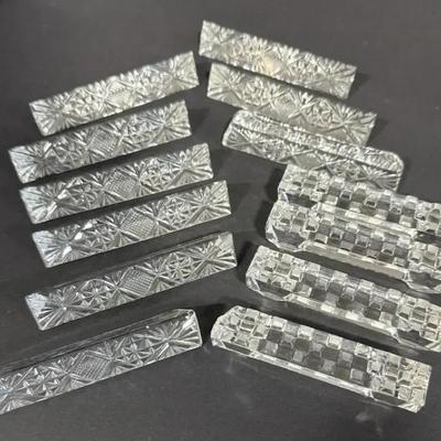 Set of 13 Vintage Glass Knife Rests (2 Designs) – Elegant Table Setting