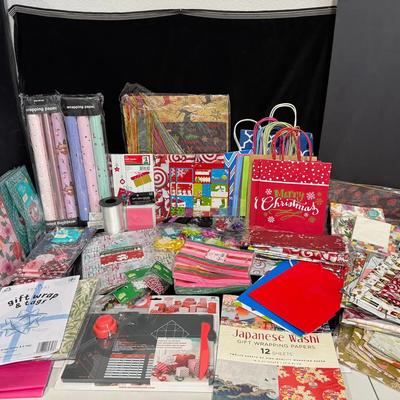 Huge Gift Wrapping & Packaging Supply Lot – Wraps, Bags, Boxes, Bows & More!