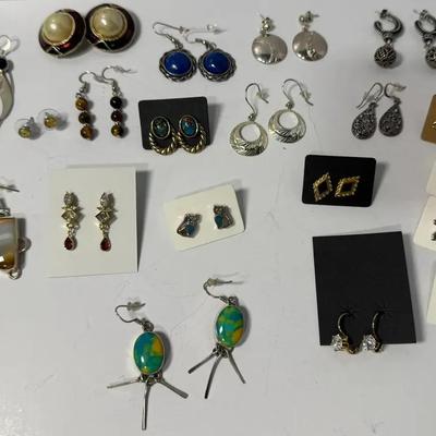 20 Pairs of Vintage & Modern Earrings – Sterling, Gemstone & Costume Styles