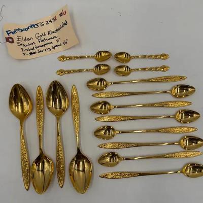 Eldan Gold Electroplated Flatware Set – 24K Gold Stainless, Made in Japan