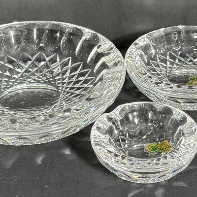 3 Waterford Crystal Bowls – Hand-Cut Lead Crystal, Made in Ireland
