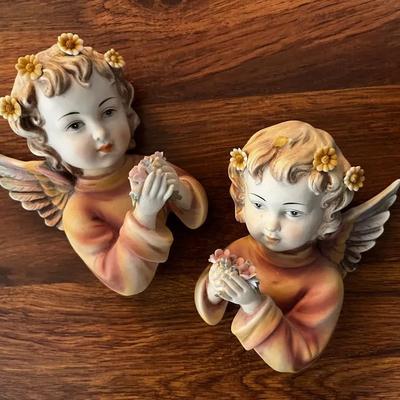 vintage bisque porcelain cherub figurines