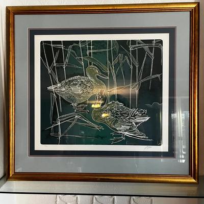 Framed Screen Print of Ducks Signed & Numbered By Artist