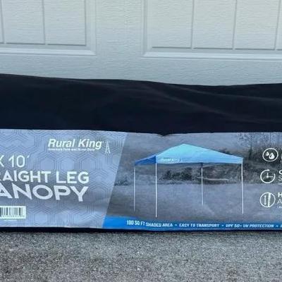 Rural King 10x10 Foot Straight Leg Canopy W/ Carry Case