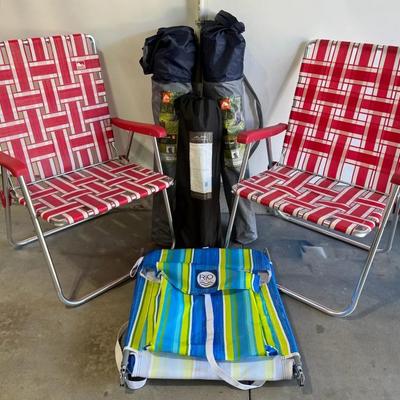 Folding Outdoor Camping/Beach Chairs (5), Plus Small Collapsible Table
