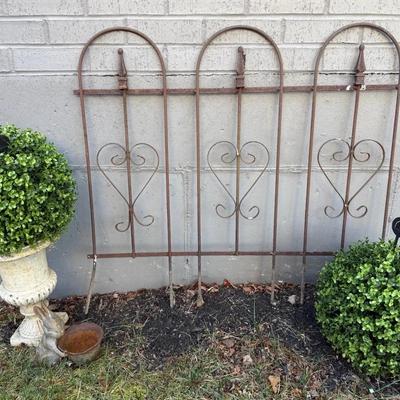 Cast Iron Pieces (3) With Garden Gate, Planter, Bunny & More