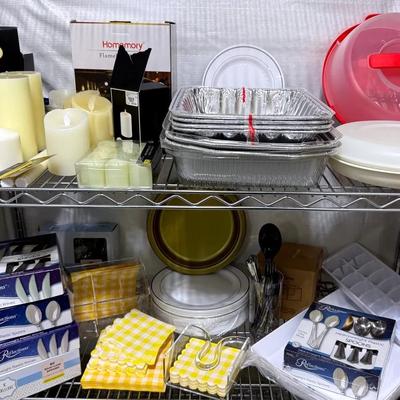 Acrylic, Plastic & Foil Party Items, Plus Large Group Of Flameless Candles & LEDs