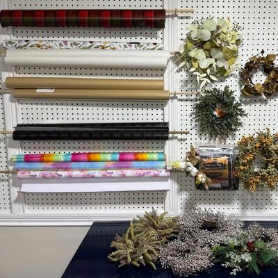 Crafting Supplies With Wrapping Paper, Wreaths (10+), Yard Flags & More