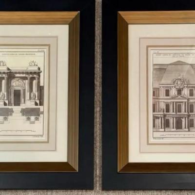 Pair (2) Framed Architectural Wall Art Prints