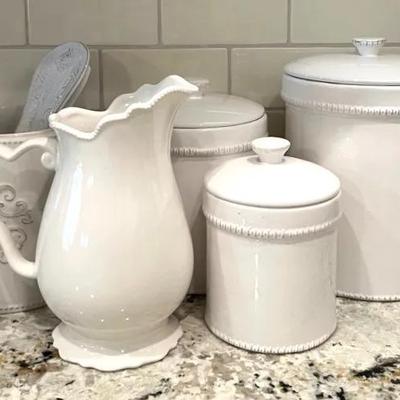 Kitchen Ceramic Canister Set, Pitcher, Jar