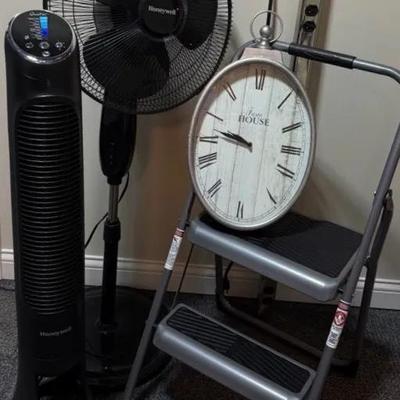 Home Appliances (5+) With Honeywell Fan, Wall Clock, Wagner Step Ladder