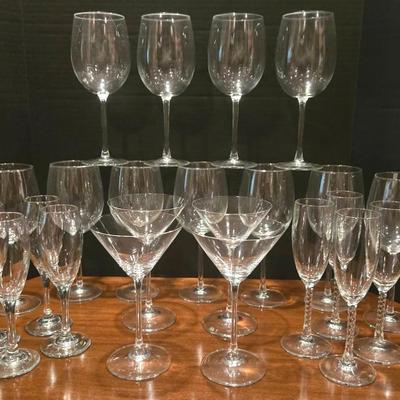 Glass Stemware Including Martini, Wine, And Fluted Champagne-Angelique By Cristal D' Arques-Durand