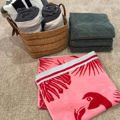 Beach Towels (8) With Cabo Cabana, Frontgate Monogrammed, Etc