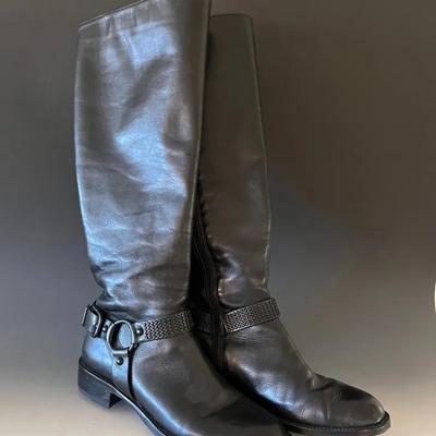 Via Spiga Black Leather Riding Boots