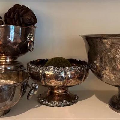 Vintage Silverplate Bowls (4) with Natural Decor