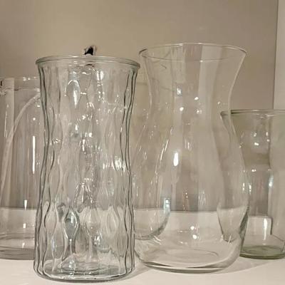 Glass Vases (5) and Pitcher