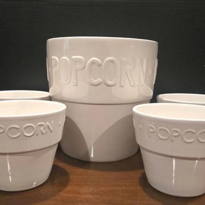 Crate And Barrel  Popcorn Serving Bowl Set Stoneware