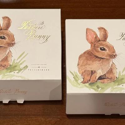 Pottery Barn ‘Pasture Bunny’ Salad Plates, Discontinued Pattern, 2 Brand New Boxes