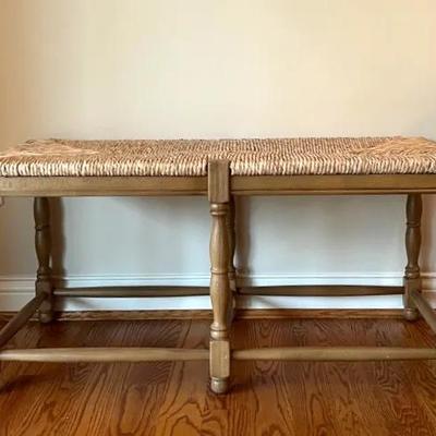 Ballard Designs Rush and Wood Bench