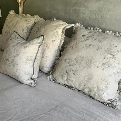 Custom Pillows and Bed Skirt in Ralph Lauren Floral Linen